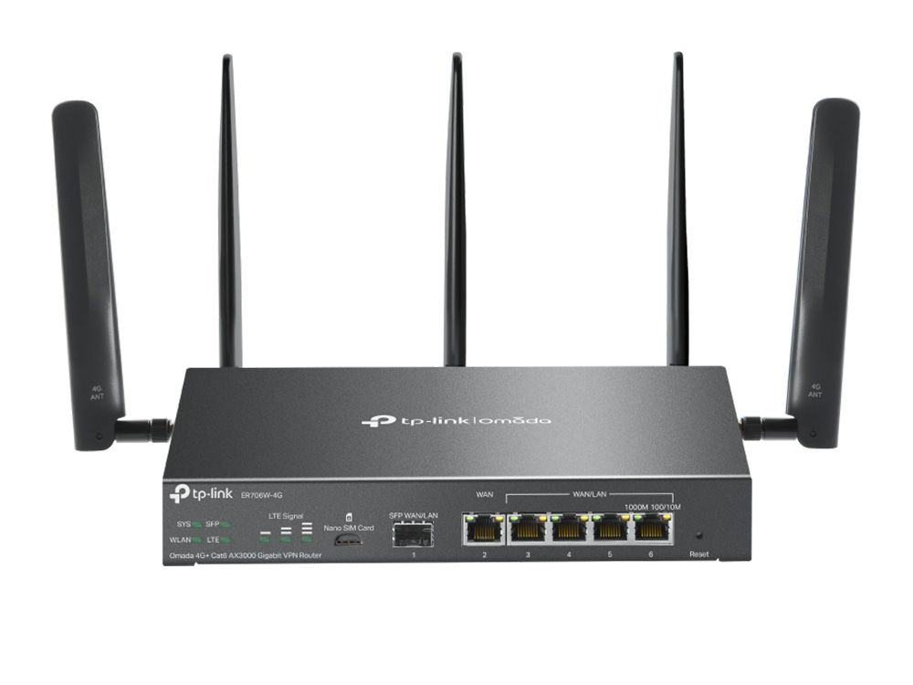 TP-Link Omada ER706W-4G WiFi 6 Gigabit VPN 4G router met SFP