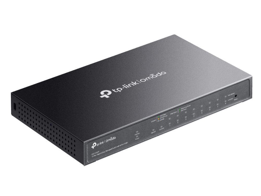 TP-Link Omada ES210GMP 10 poorts Managed Switch met 8 poorten PoE+ bovenkant