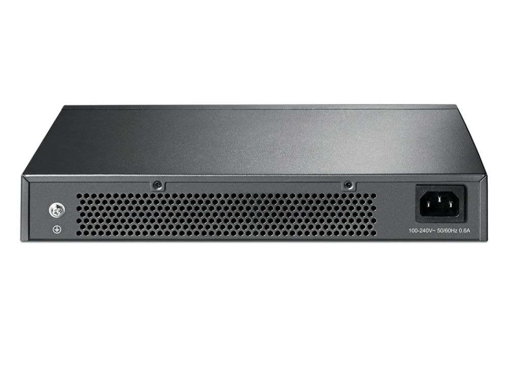 TP-Link TL-SG1024DE 24-Poorts Gigabit Switch voorkant ethernetpoorten achterzijde