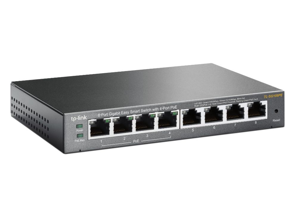 TP-Link TL-SG108PE 8-Poorts Gigabit Smart Switch met 4x PoE+ zijkant