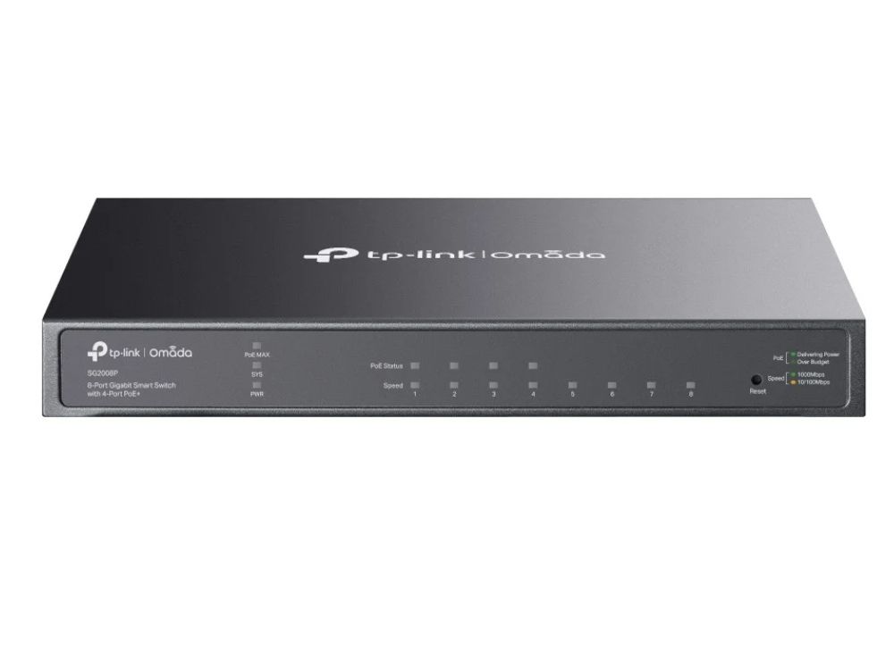 TP-Link TL-SG2008P PoE smart switch 8 poorts achterkant