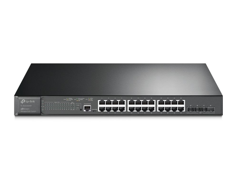 TP-Link Omada TL-SG3428XMP 24-poorts Gigabit L2 Managed Switch met PoE+ en 4x SFP+ voorkant ethernetpoorten