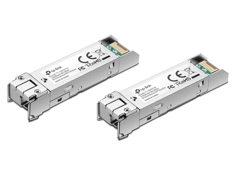 De TP-Link TL-SM321A Singlemode Bi-Directional SFP Module (LC, 10km) en de TP-Link TL-SM321B Singlemode Bi-Directional SFP Module (LC, 10km)