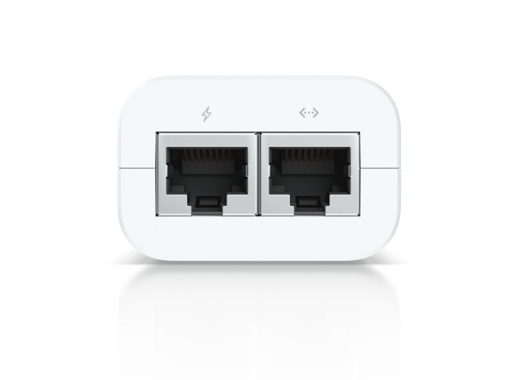 De ethernetpoorten van de Ubiquiti U-POE-af Gigabit PoE injector