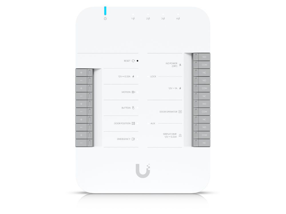 Ubiquiti UA-Hub-Door UniFi access door hub voorkant aansluitingen