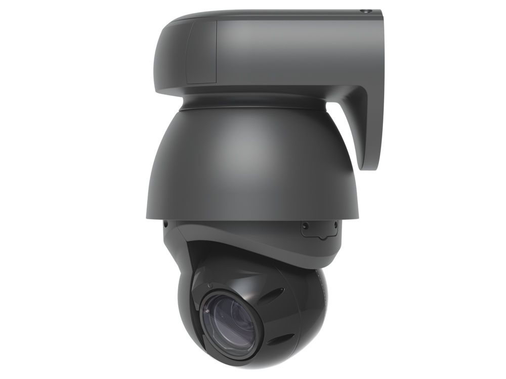 Rechter zijkant van de Ubiquiti AI PTZ Industrial IP-camera (AI PTZ-B) met muurbeugel