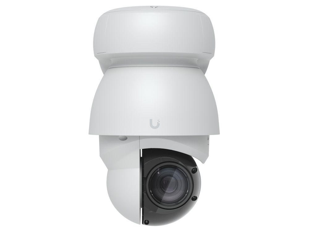 Voorkant van de Ubiquiti AI PTZ Industrial IP-camera (AI PTZ-W) met 4K resolutie en AI en 22x optische zoom