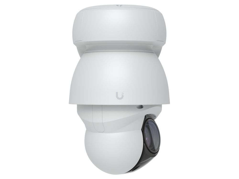 Linker zijkant van de Ubiquiti AI PTZ Industrial IP-camera (AI PTZ-W) met 4K resolutie en AI en 22x optische zoom