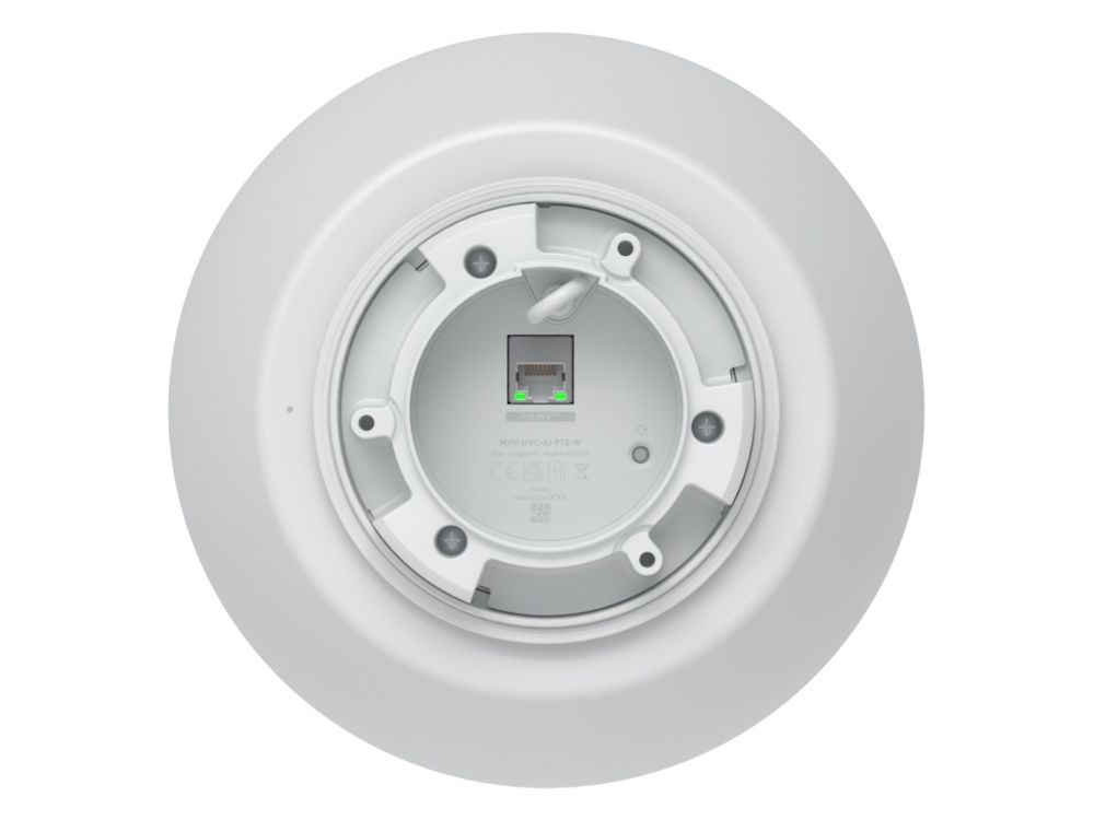 Ethernetpoort met PoE++ ondersteuning op de Ubiquiti AI PTZ Industrial IP-camera (AI PTZ-W) met 4K resolutie en AI en 22x optische zoom