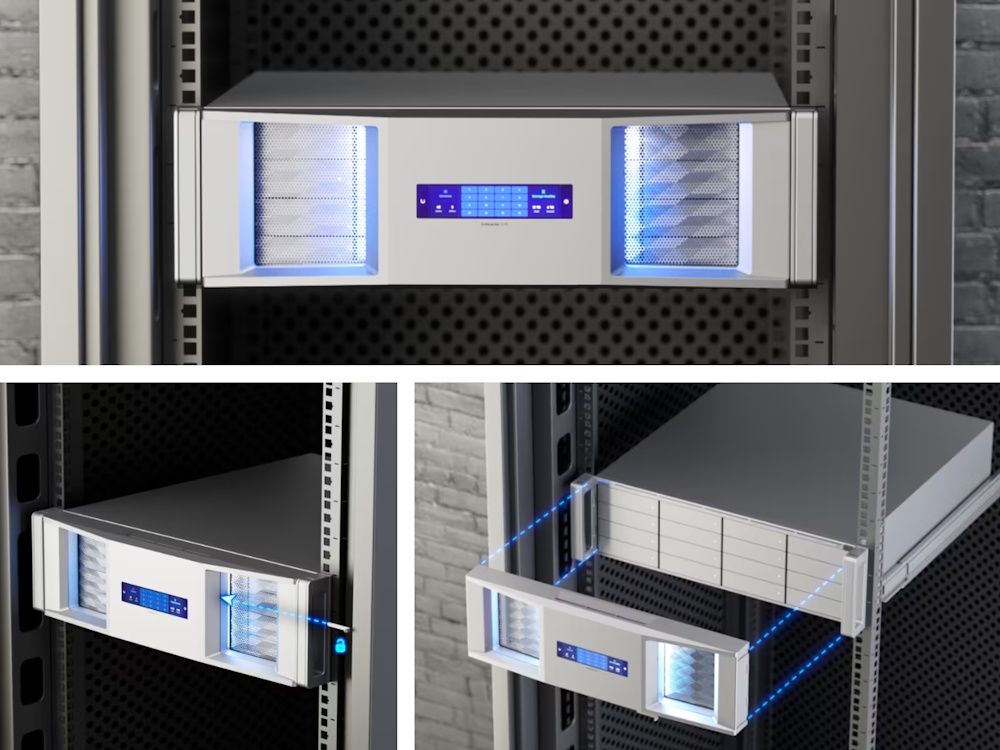 Montage van de Ubiquiti Enterprise NVR Bezel (UACC-ENVR-Bezel) op de NVR in een rack