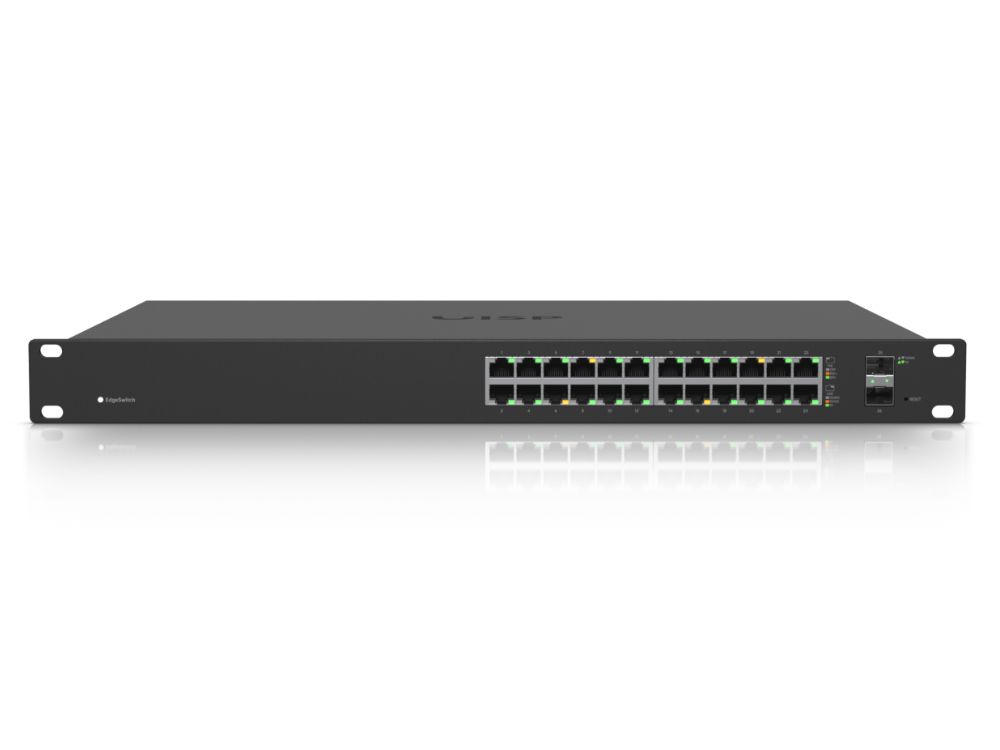 Ubiquiti EdgeSwitch 24-poorts 250W PoE+ voorkant poorten