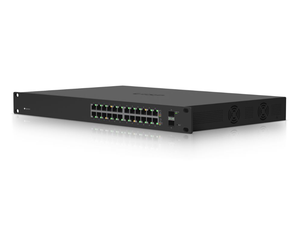 Ubiquiti EdgeSwitch 24-poorts 250W PoE+ voorzijde en zijkant