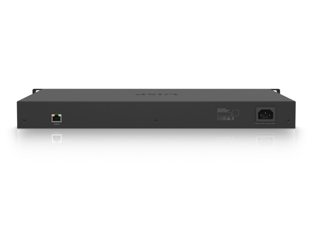 Ubiquiti EdgeSwitch 24-poorts 250W PoE+ achterkant en bovenkant