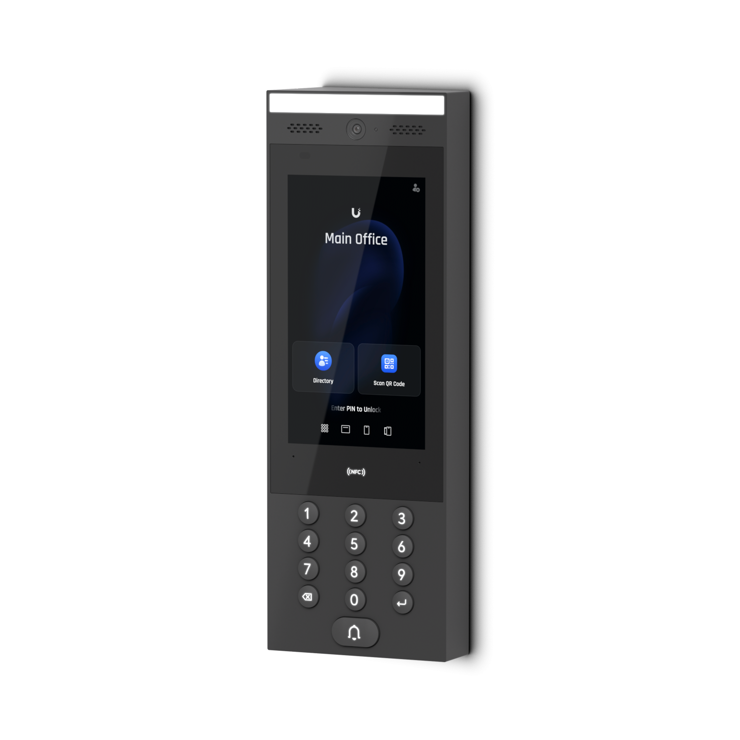 De Ubiquiti intercom gemonteerd op de Ubiquiti Intercom Wedge Mount