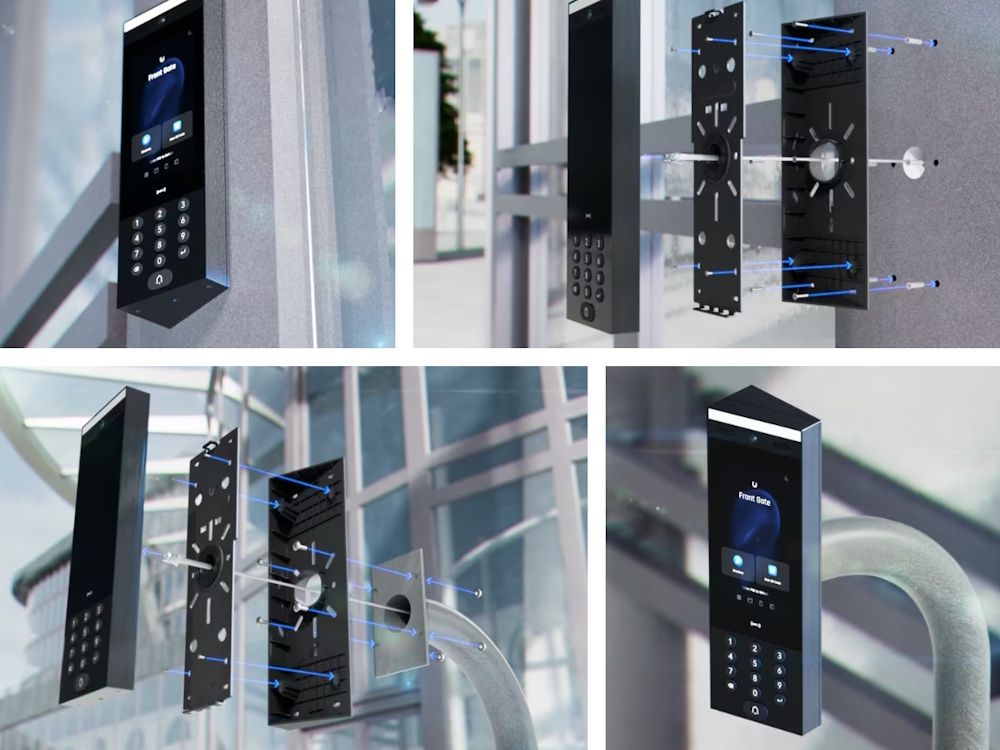 Montage voorbeeld van de Ubiquiti Intercom Wedge Mount