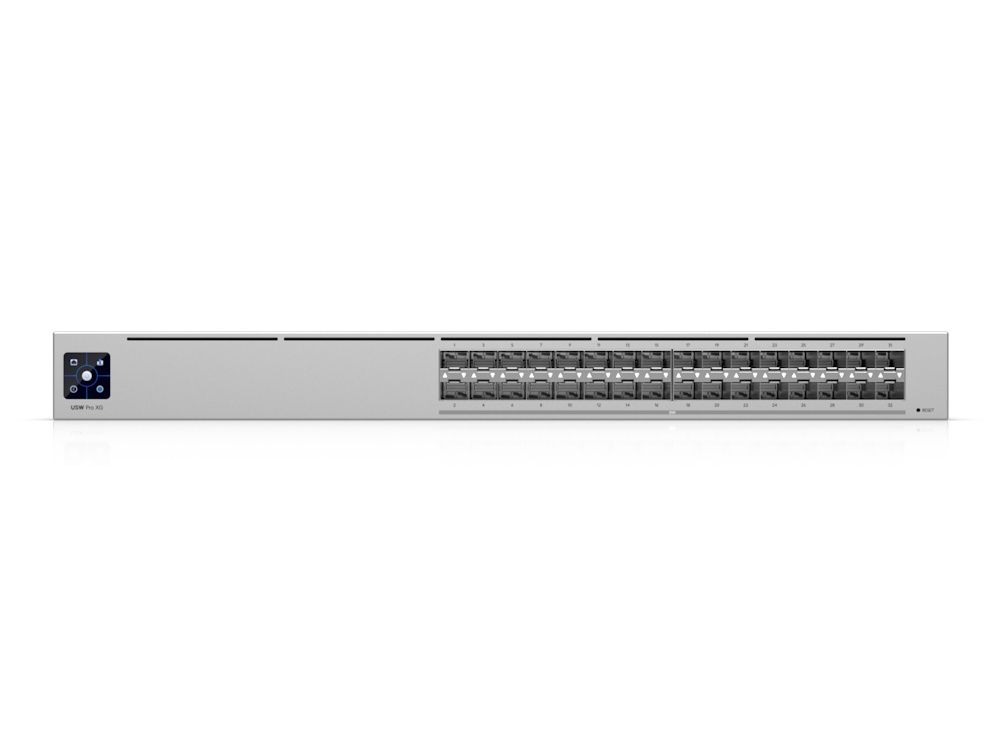 Voorkant van de Ubiquiti Pro XG Aggregation Etherlighting Switch (USW-Pro-XG-Aggregation)