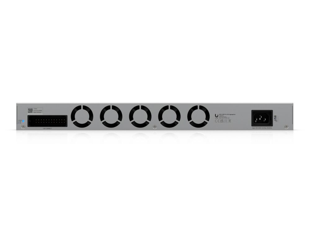 Achterkant van de Ubiquiti Pro XG Aggregation Etherlighting Switch (USW-Pro-XG-Aggregation)