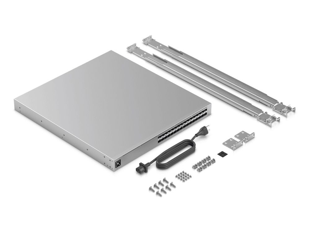 Verpakkingsinhoud van de Ubiquiti Pro XG Aggregation Etherlighting Switch (USW-Pro-XG-Aggregation)