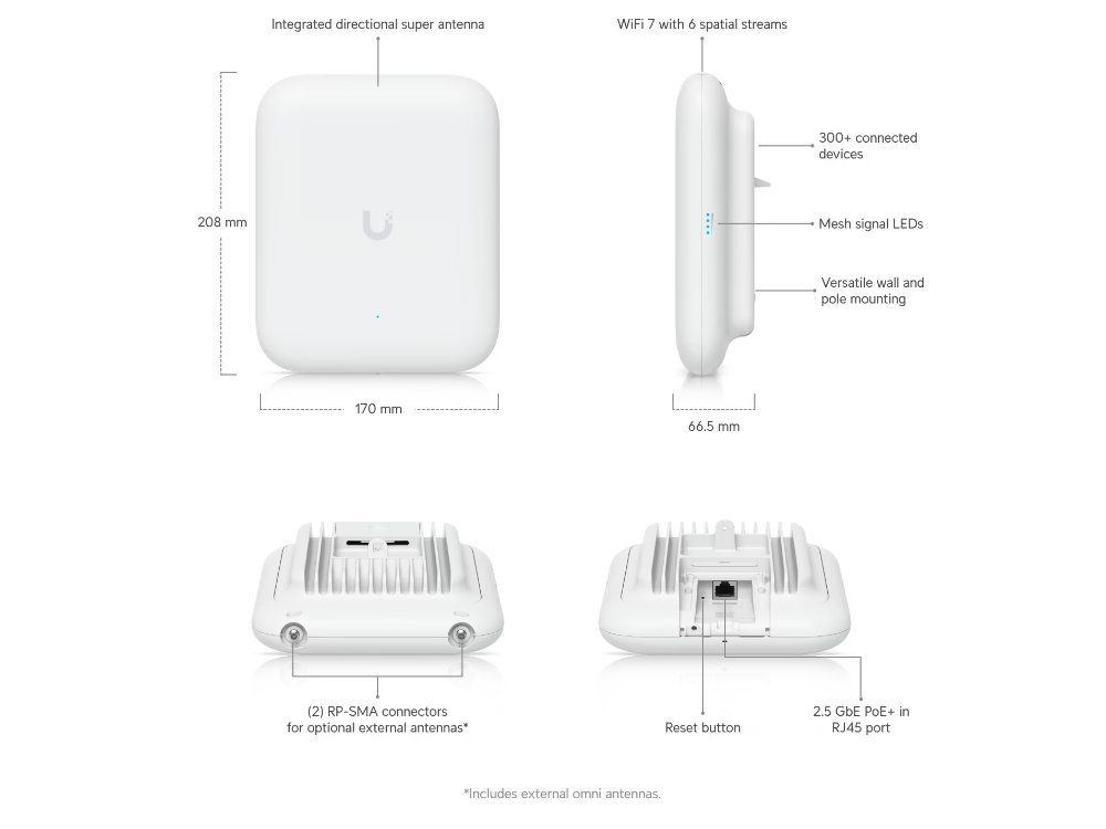 Ubiquiti UniFi U7 Pro Outdoor U7-Pro-Outdoor productfoto features specs specificaties