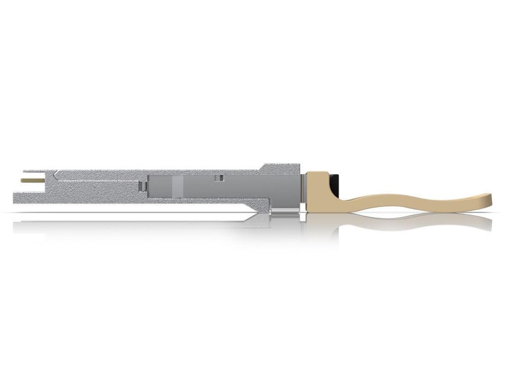 Zijkant van de Ubiquiti UACC-OM-QSFP28-SR4 100G SR4 Multi-Mode Optical Module
