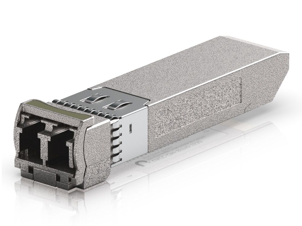 Bovenkant van de Ubiquiti 10G CWDM Single-Mode SFP+ Module (UACC-OM-SFP10-1530) met een kaki donkergroene markering