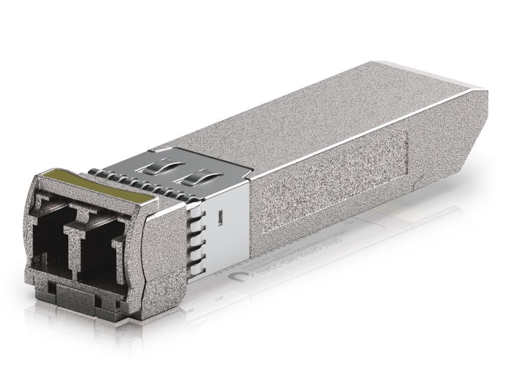 Bovenkant van de Ubiquiti 10G CWDM Single-Mode SFP+ Module (UACC-OM-SFP10-1590) met een kaki groene markering markering