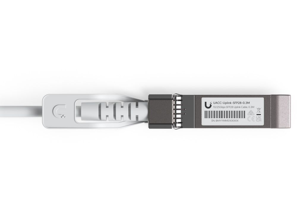 Onderkant van de Ubiquiti Uplink Cable UACC-Uplink-SFP28-0.3M van 30 cm