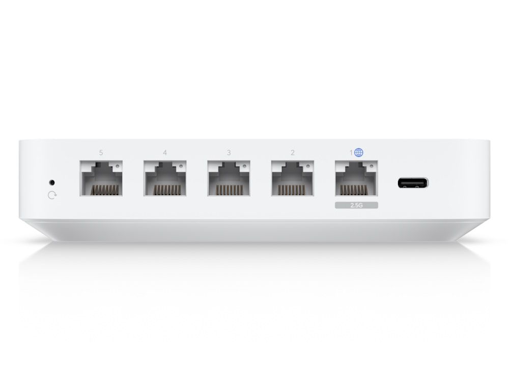 Ubiquiti UniFi Cloud Gateway Ultra achterkant met ethernetpoorten