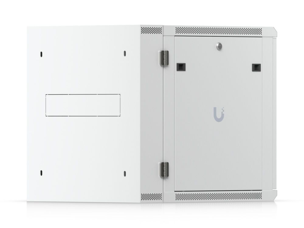Achterkant en zijkant van het Ubiquiti UniFi 12U Rack Cabinet (UACC-Rack-12U-Wall)