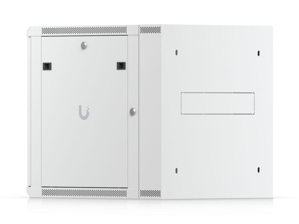 Achterkant en zijkant van het Ubiquiti UniFi 12U Rack Cabinet (UACC-Rack-12U-Wall)