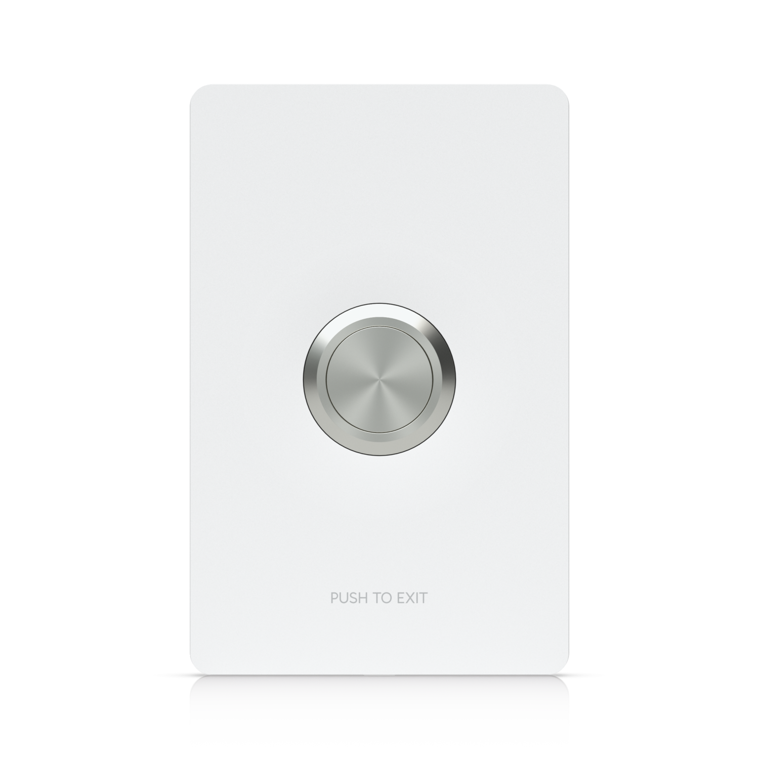 Voorkant van de Ubiquiti UniFi Access Button met witte frontplaat