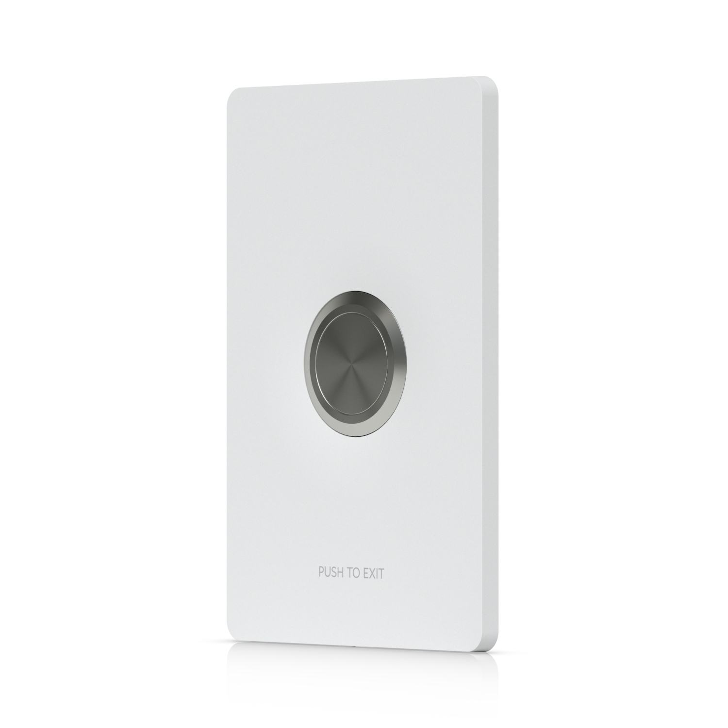 De Ubiquiti UniFi Access Button met witte frontplaat schuin van rechts
