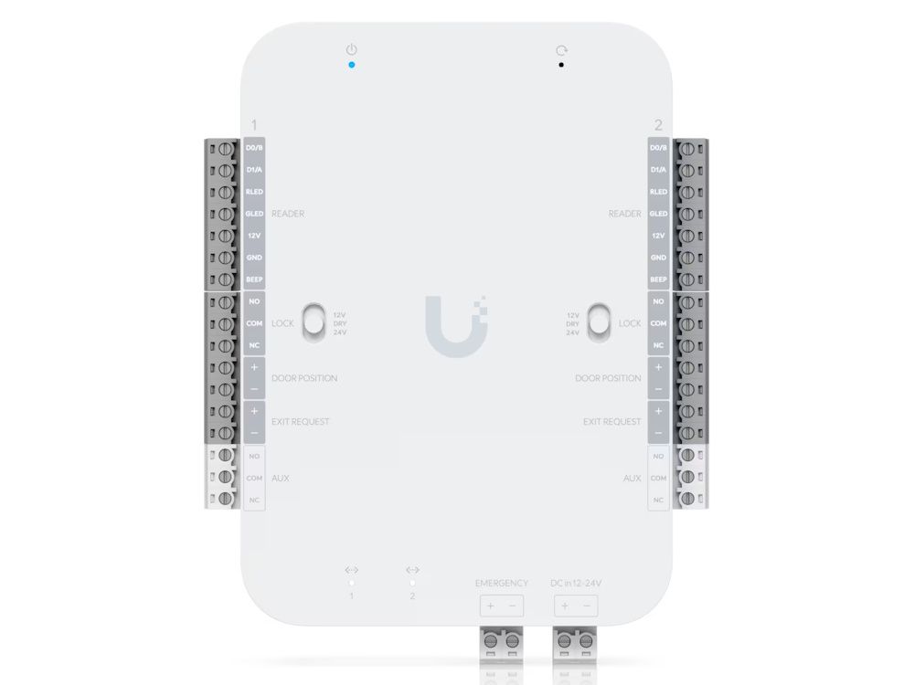 Voorkant van de Ubiquiti UniFi Access Retrofit Hub voor Wiegand en UniFi Retrofit Readers