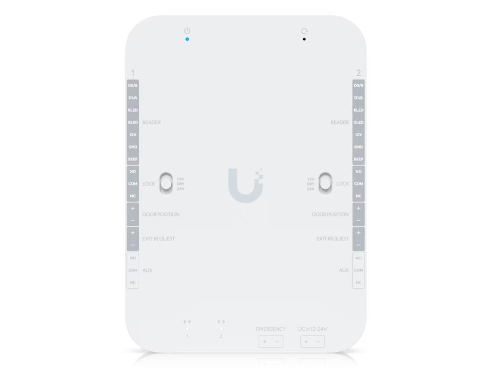 Voorkant van de Ubiquiti UniFi Access Retrofit Hub voor Wiegand en UniFi Retrofit Readers