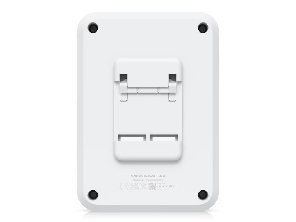 Achterkant van de Ubiquiti UniFi Access Retrofit Hub voor Wiegand en UniFi Retrofit Readers met DIN-rail montage