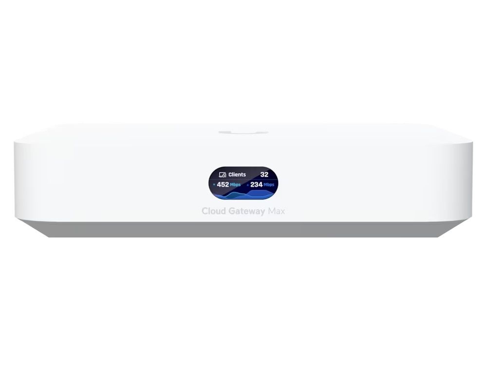 Ubiquiti UniFi Cloud Gateway Max voorkant met display