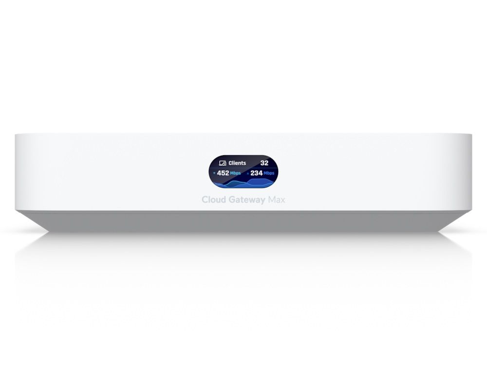 Ubiquiti UniFi Cloud Gateway Max voorkant met display