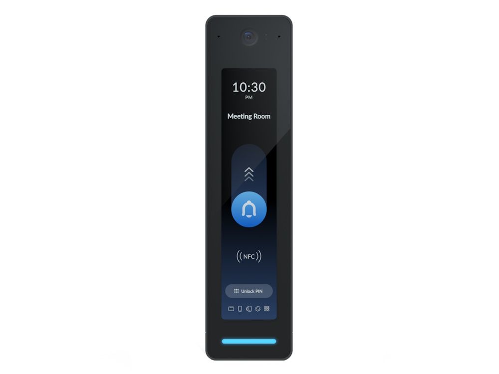 Voorkant van de Ubiquiti UniFi G2 Reader Pro video intercom met touchscreen en NFC kaartlezer voor toegangscontrole