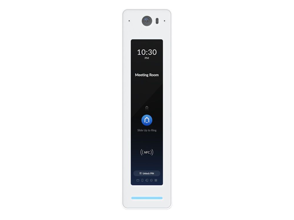 Voorkant van de Ubiquiti UniFi G2 Reader Pro wit video intercom met touchscreen en NFC kaartlezer voor toegangscontrole