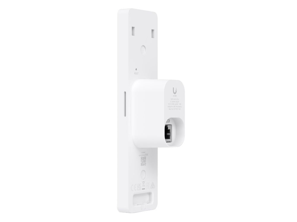 Zijkant en achterkant van de Ubiquiti UniFi G2 Reader Pro video intercom met montagebeugel