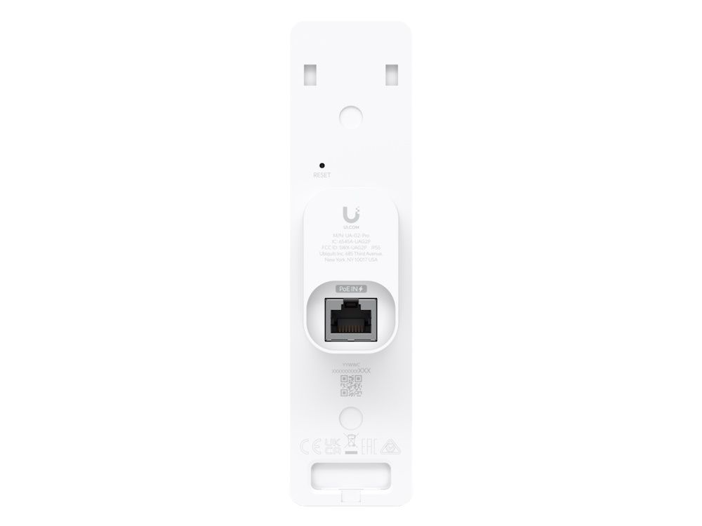 Achterkant van de Ubiquiti UniFi G2 Reader Pro video intercom met ethernetpoort voor PoE vanaf de Access Hub