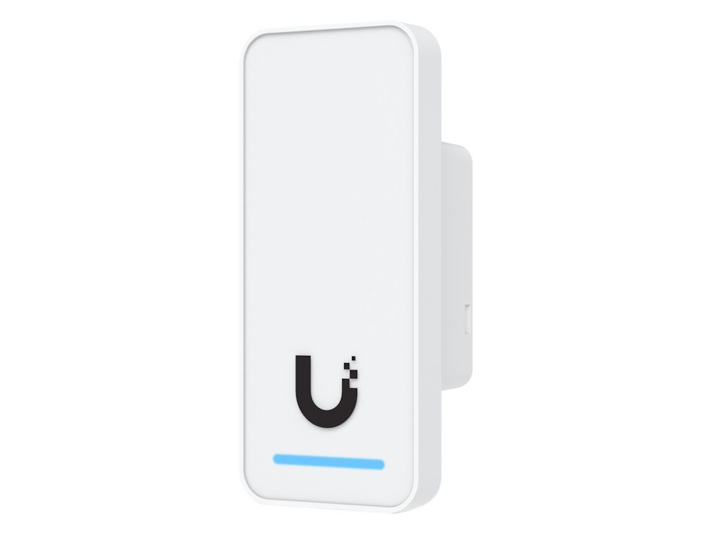 Rechter zijkant en voorkant van de Ubiquiti UniFi G2 Reader NFC kaartlezer voor toegangscontrole