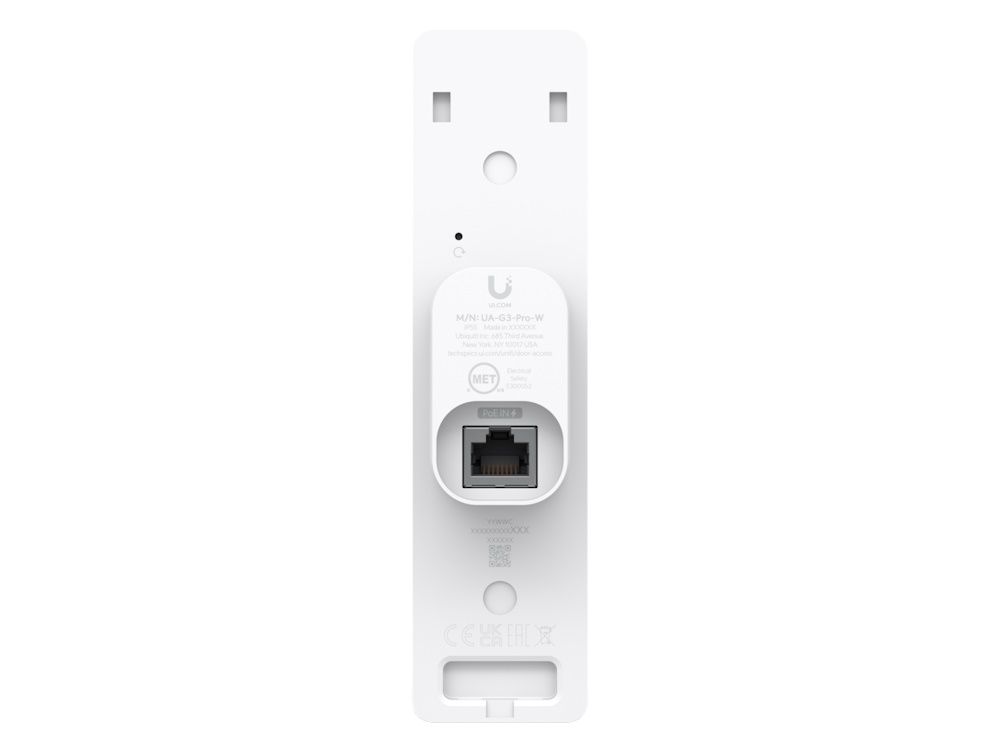 Achterkant van de UniFi G3 Reader Pro met ethernetpoort voor PoE voeding vanaf de Door Hub