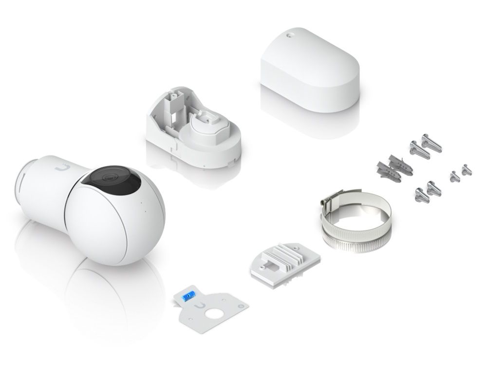 Ubiquiti UniFi Protect G5 PTZ camera voor buiten met montagemateriaal inhoud verpakking