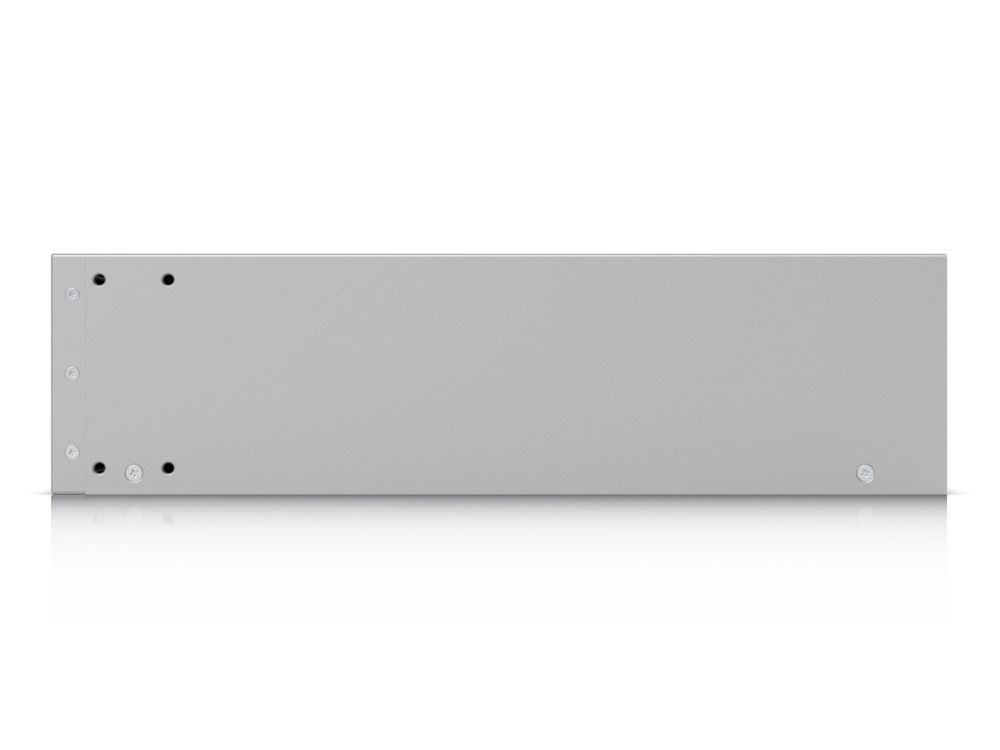 Zijkant van de 7-bay Ubiquiti UniFi NAS Pro (UNAS Pro) die 2U inneemt in een serverrack