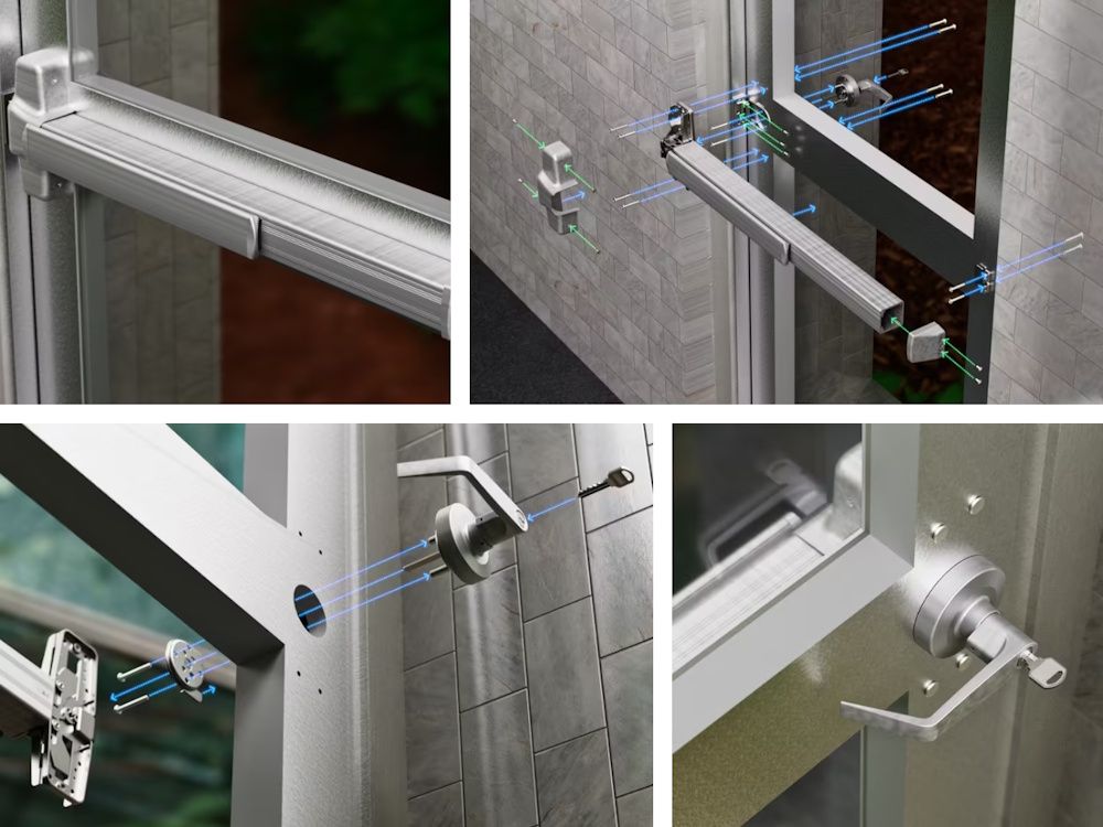 Installatie van de Ubiquiti UniFi Panic Bar paniekbalk zij een nooduitgang