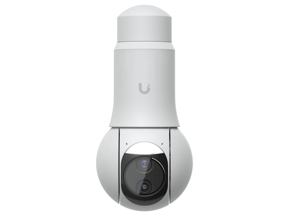 Voorkant van de Ubiquiti UniFi Protect G6 PTZ (UVC-G6-PTZ-W) 4K PTZ-camera voor buiten