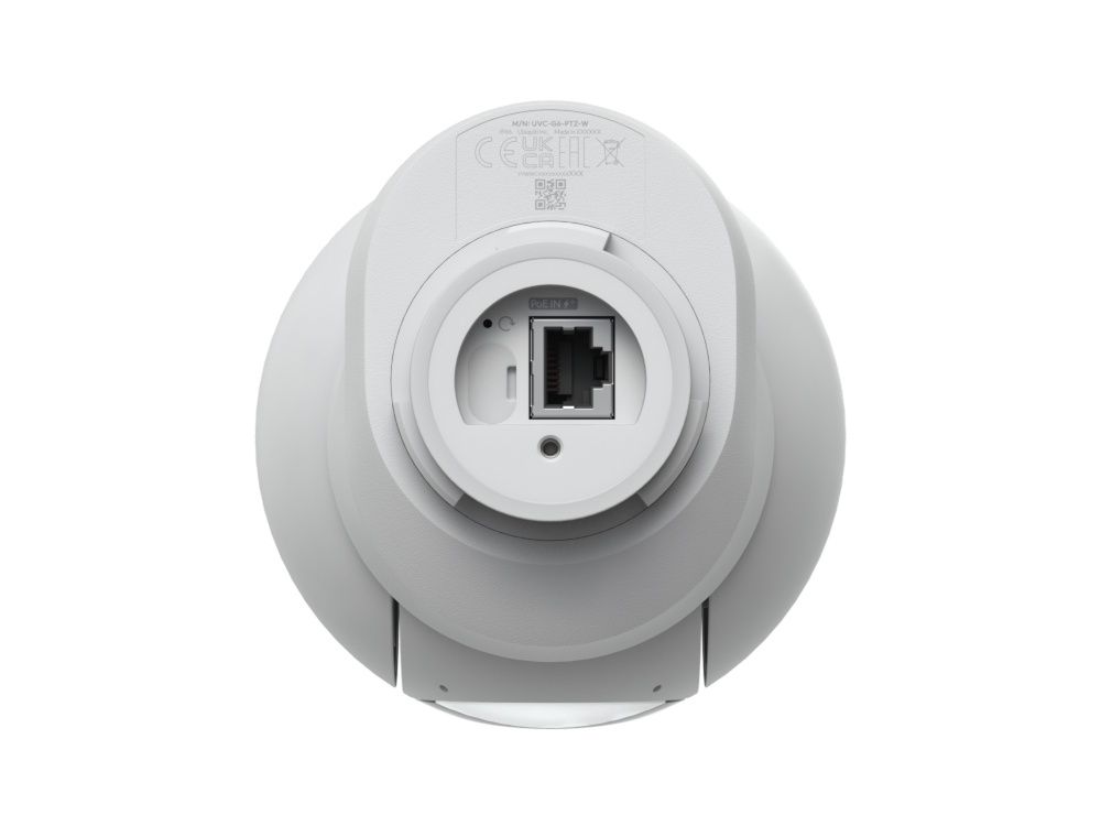 Ethernetpoort voor PoE+ voeding op de Ubiquiti UniFi Protect G6 PTZ (UVC-G6-PTZ-W) 4K PTZ-camera voor buiten