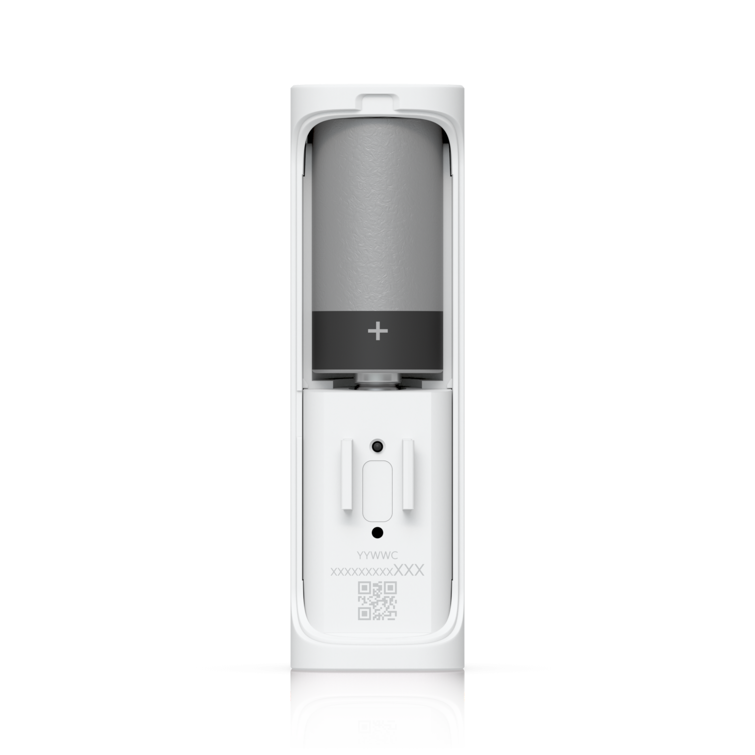 Achterkant van de Ubiquiti UniFi Entry Sensor met de batterij zichtbaar