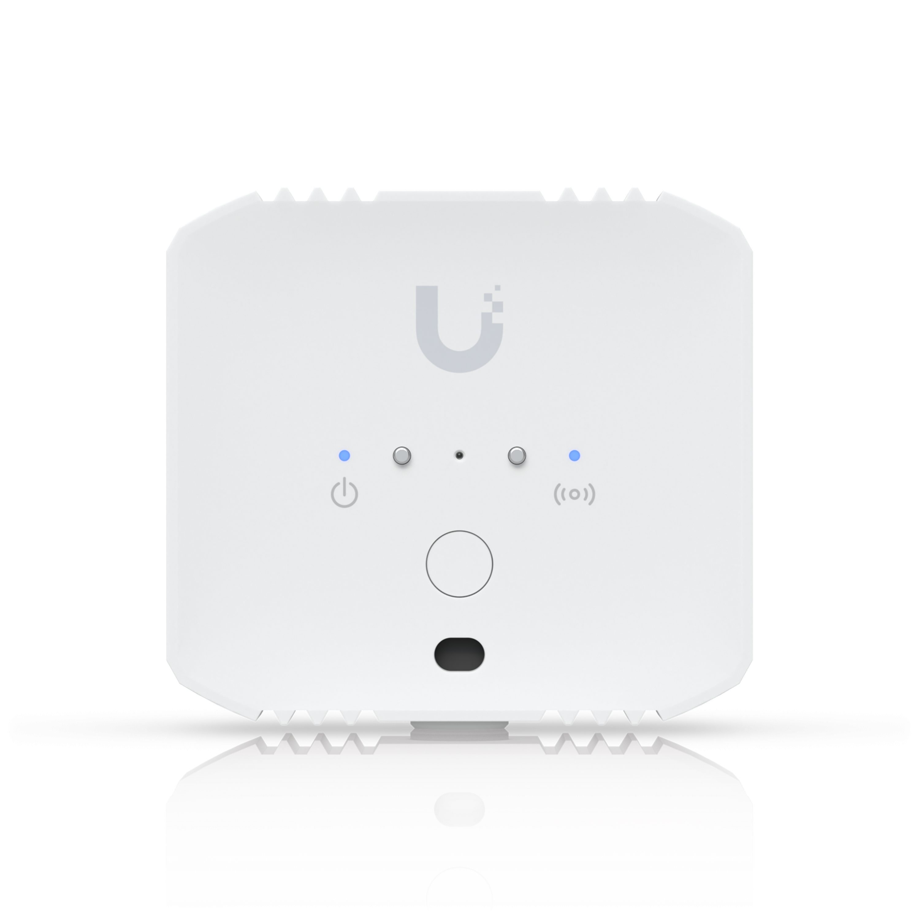 Voorkant van de Ubiquiti UniFi Protect Environmental Sensor die omgevingsfactoren detecteert